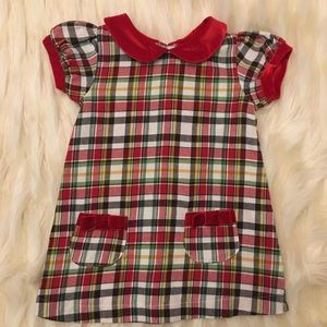 Mud Pie Plaid Dress w/ Red Velvet Trim Sz. 12-18mo